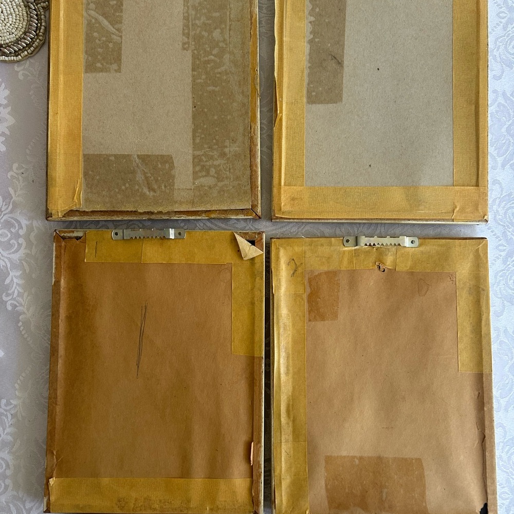 4 Vintage Curved Glass Framed Reverse Painted Silhouettes - Picture 9 of 9